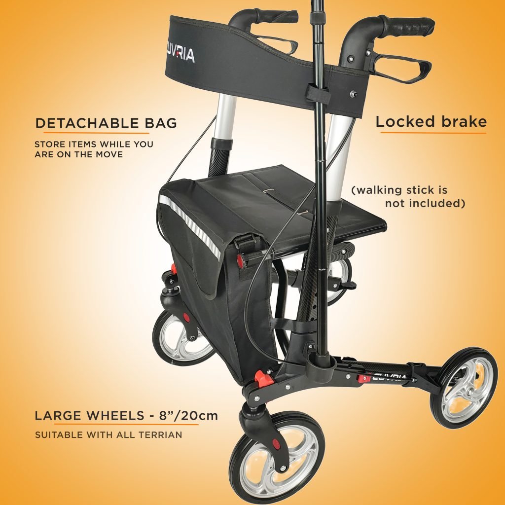 CUVRIA AUSTRALIA ROLLATOR 4 WHEEL WALKERS WITH SEAT, BRAKES, BACKREST