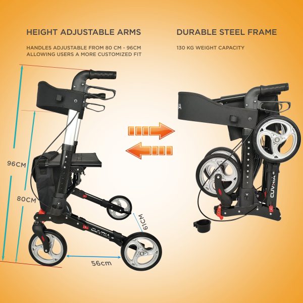 Cuvria rollator compact for storage and transportation.