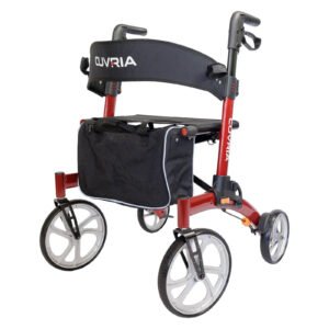 Cuvria R12 Rollator Walker – Red Lightweight Foldable Walker