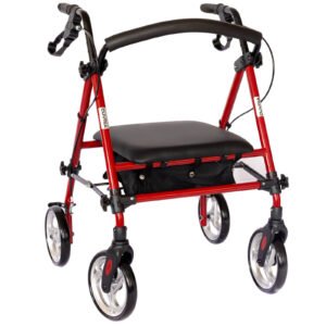 Lightweight red rollator walker with seat by Cuvria Australiar