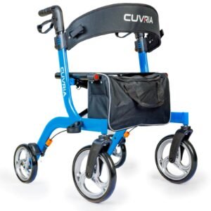 Lightweight red rollator walker with seat by Cuvria Australiar R11 blue